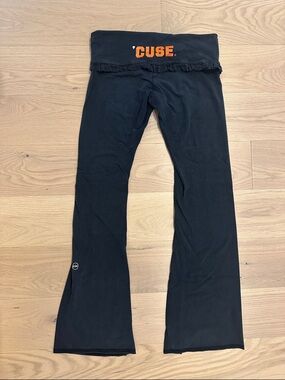 SOLOW Black Leggings with Orange 'CUSE' Logo on Back Size L
